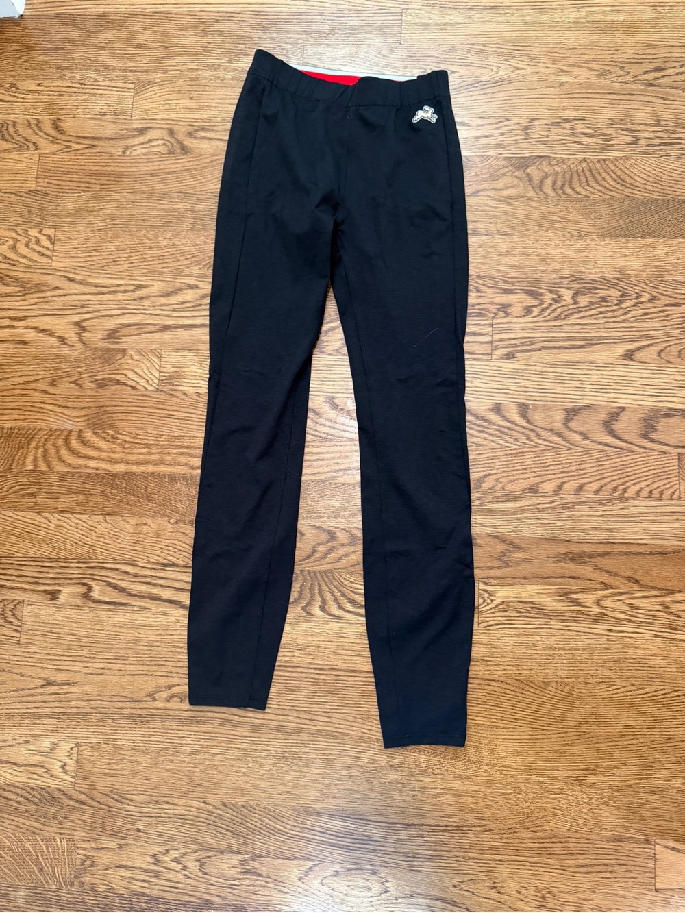 Tracksmith Black Women’s Leggings with Red Waistband Trim